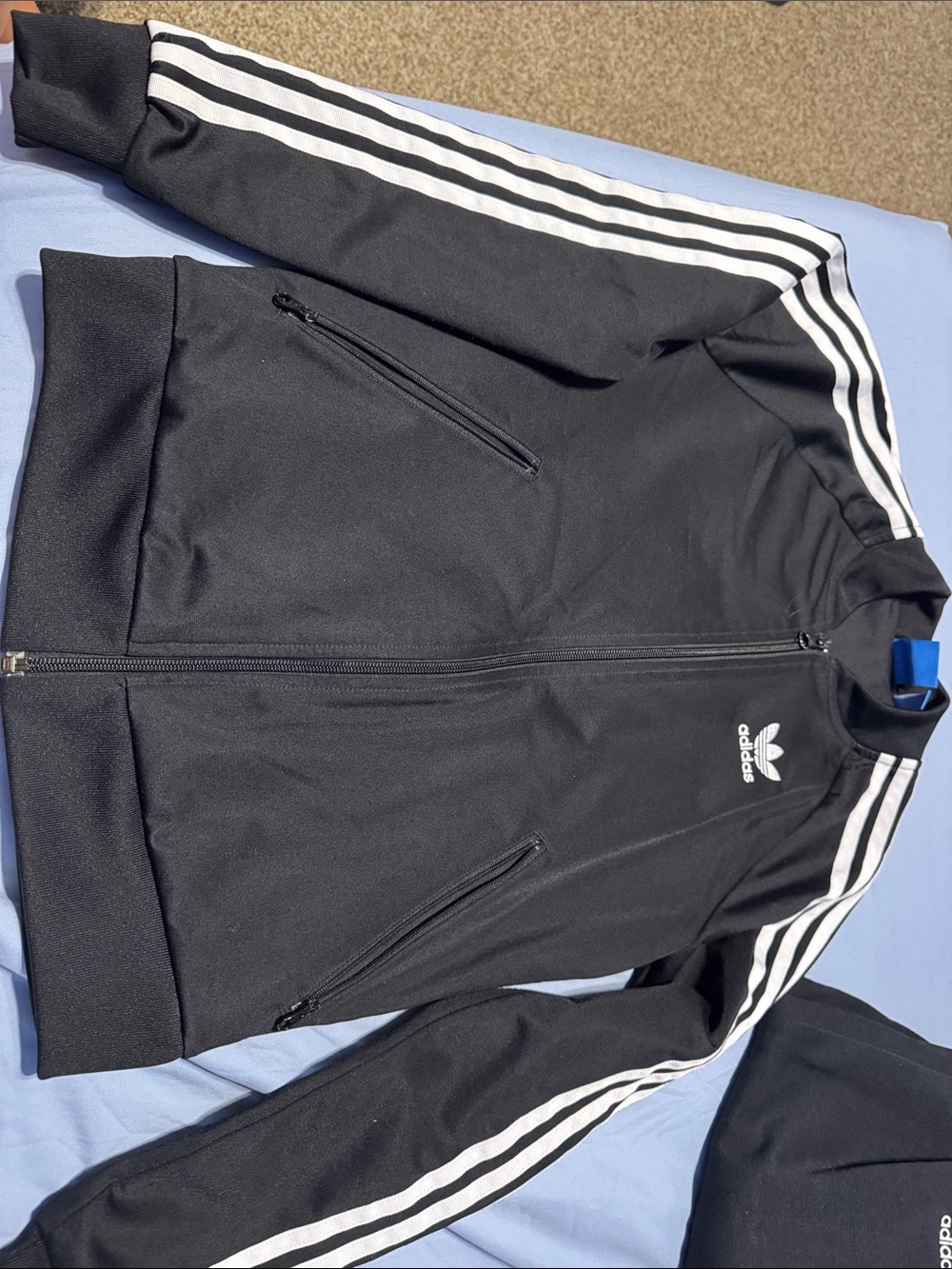 adidas Originals Black Track Jacket with White Three-Stripes